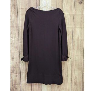 COS Boat Neck Shift Dress Deep Plum Long Sleeves Buttoned Cuffs Sz XS